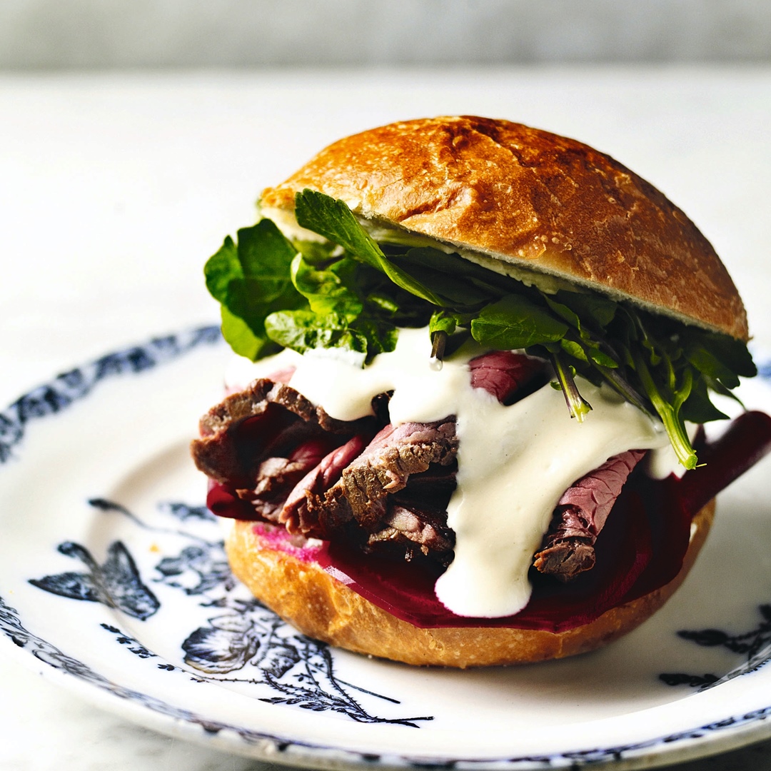 Roast beef and horseradish sandwich